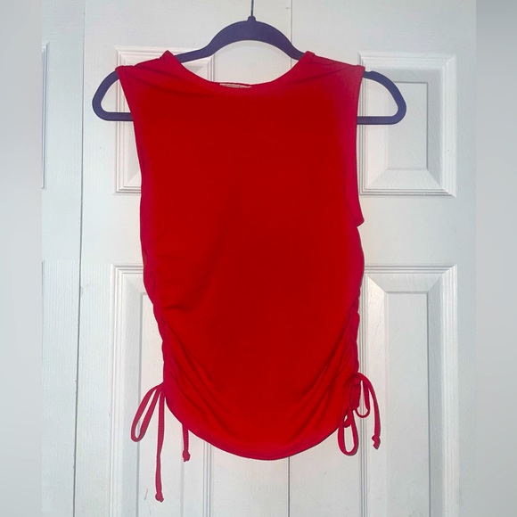 Olivia Rae Tops Red Sleeveless Shirt With Ties At The Bottom Poshmark